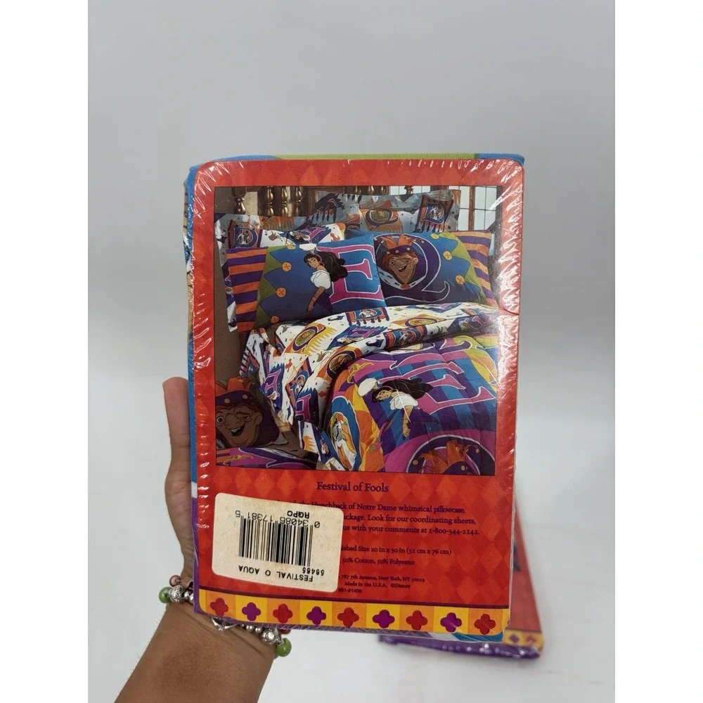 Disney Hunchback Notre Dame Pillowcase Standard Festival Fools VTG NOS Set Of‎ 2